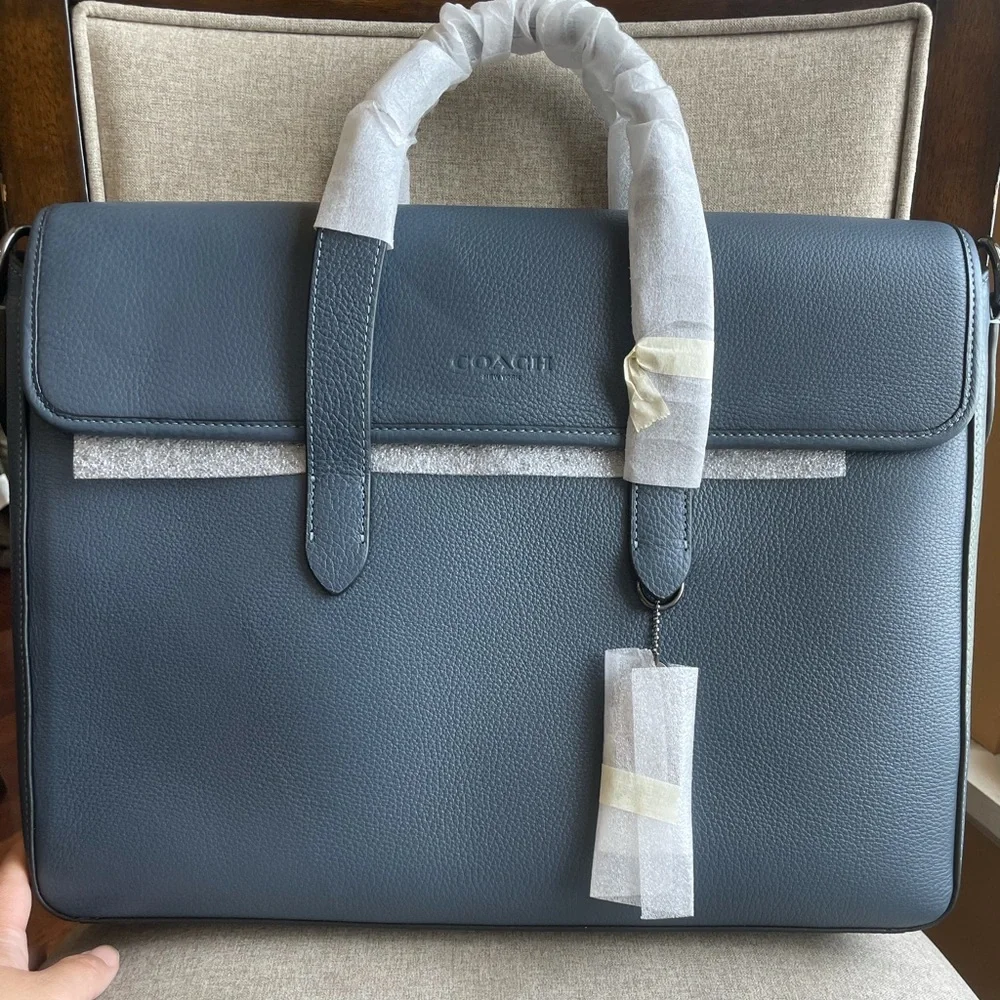 NWT！COACH SULLIVAN PORTFOLIO BRIEF (COACH C9875) GUNMETAL/DENIM fast shipping